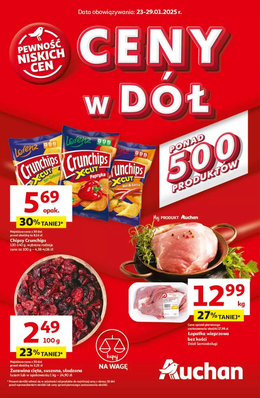 Gazetka promocyjna Auchan - CENY W DÓŁ Hipermarket - ważna 23.01 do 29.01.2025 - strona 1 - produkty: Chipsy, Crunchips