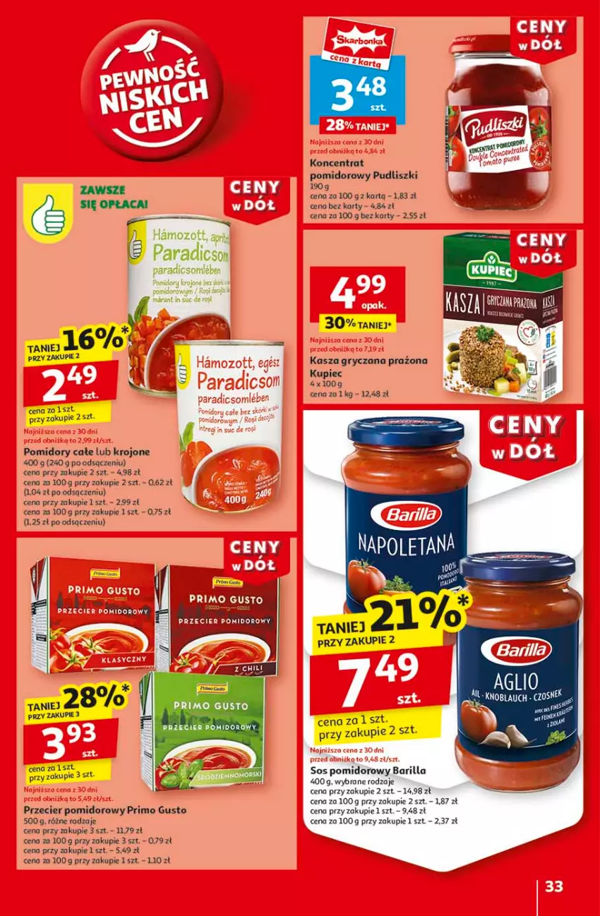 Gazetka promocyjna Auchan - CENY W DÓŁ Hipermarket - ważna 23.01 do 29.01.2025 - strona 35 - produkty: Cień, Gry, Kasza, Kasza gryczana, Koncentrat pomidorowy, Kupiec, Piec, Pomidory, Pudliszki, Sos, Zott