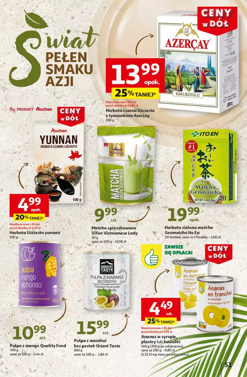 Gazetka promocyjna Auchan - CENY W DÓŁ Hipermarket - ważna 23.01 do 29.01.2025 - strona 59 - produkty: Ananas, Herbata, Herbata czarna, Kawa, Mango, Por, Stek, Syrop, Tran