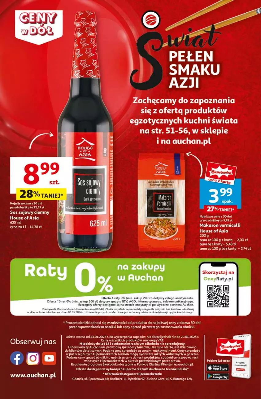 Gazetka promocyjna Auchan - CENY W DÓŁ Hipermarket - ważna 23.01 do 29.01.2025 - strona 64 - produkty: Acer, Fa, Gra, House of Asia, Makaron, Por, Sos, Sos sojowy, Tera, Top