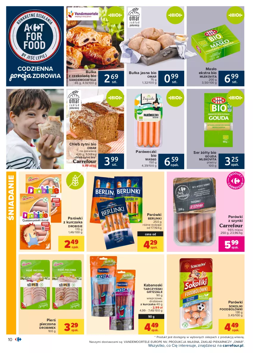 Gazetka promocyjna Carrefour - Gazetka Carrefour - ważna 17.05 do 29.05.2021 - strona 10 - produkty: Berlinki, Bułka, Chleb, Drobimex, Gouda, Gry, Kabanos, Kurczak, Masło, Mleko, Mlekovita, Parówki, Parówki sokoliki, Parówki z szynki, Piec, Por, Ser, Sok, Tarczyński