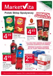 Gazetka promocyjna Market Vita - Gazetka promocyjna – Marketvita - Gazetka - ważna od 26.02 do 26.02.2022 - strona 1 - produkty: Piwo, Sok, 7up, Sokołów, Chipsy, Mirinda, Tyskie, Tera, Pepsi, Kabanos