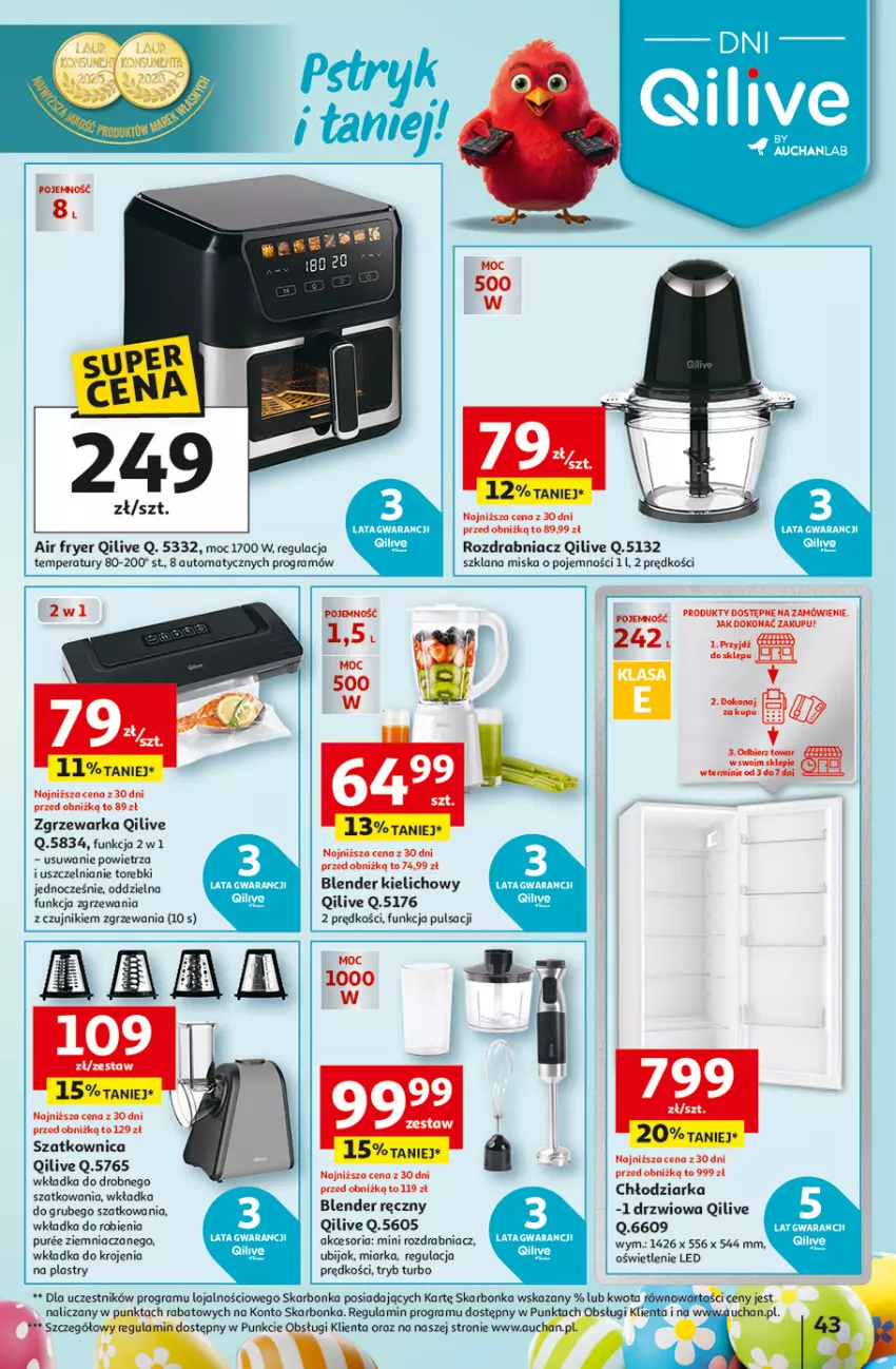 Gazetka promocyjna Auchan - 30 Lat Hipermarket - ważna 19.03 do 25.03.2026 - strona 43 - produkty: Blender, Blender ręczny, Chłodziarka, Drzwi, Gra, LANA, Miarka, Miska, Pur, Rozdrabniacz, Szatkownica, Warka