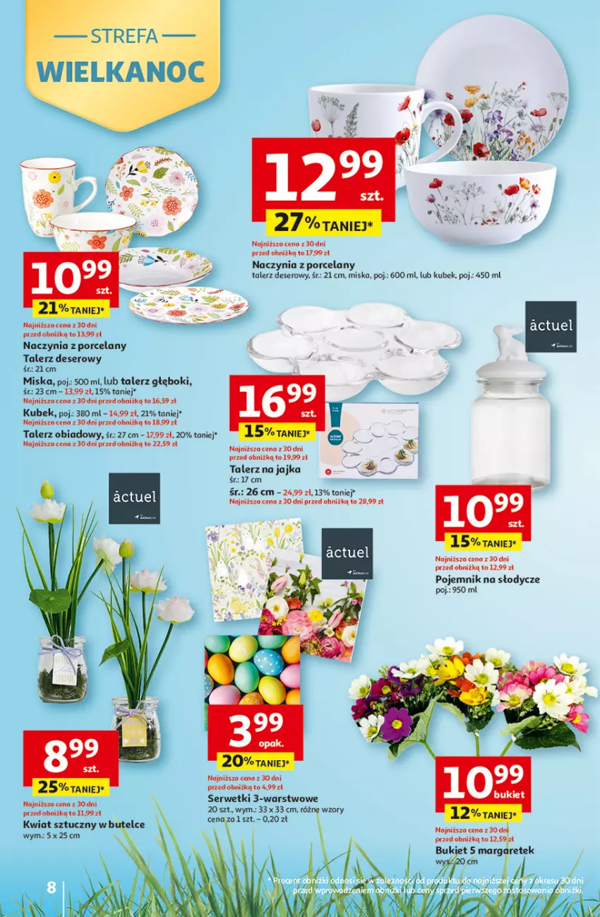 Gazetka promocyjna Auchan - 30 Lat Hipermarket - ważna 19.03 do 25.03.2026 - strona 8 - produkty: Bukiet, Deser, Kubek, Miska, Pojemnik, Por, Ser, Serwetki, Talerz, Talerz deserowy, Talerz głęboki, Talerz obiadowy