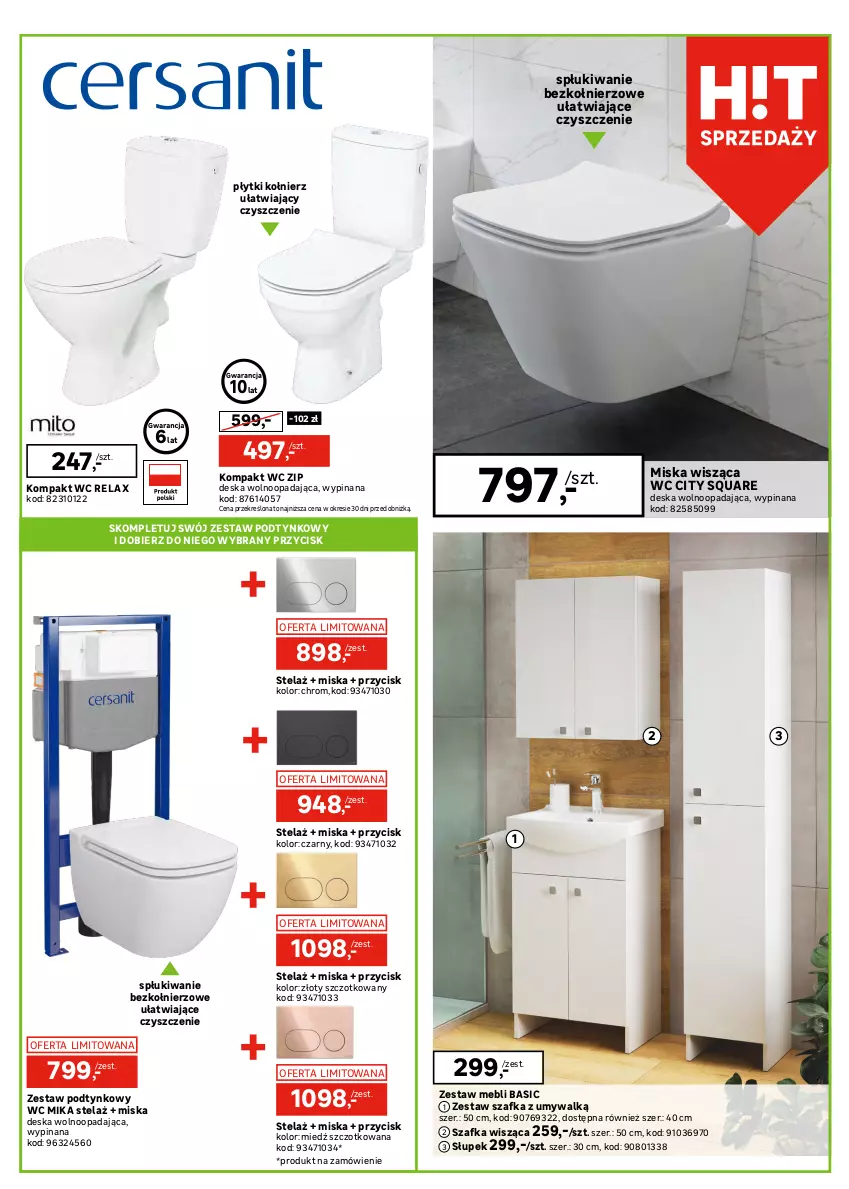 Gazetka promocyjna Leroy Merlin - Gazetka Leroy Merlin - ważna 25.06 do 17.07.2025 - strona 11 - produkty: Deska sedesowa, Deska wolnoopadająca, Kompakt WC, Miska, Miska wisząca, Słupek, Szafka, Zestaw podtynkowy WC