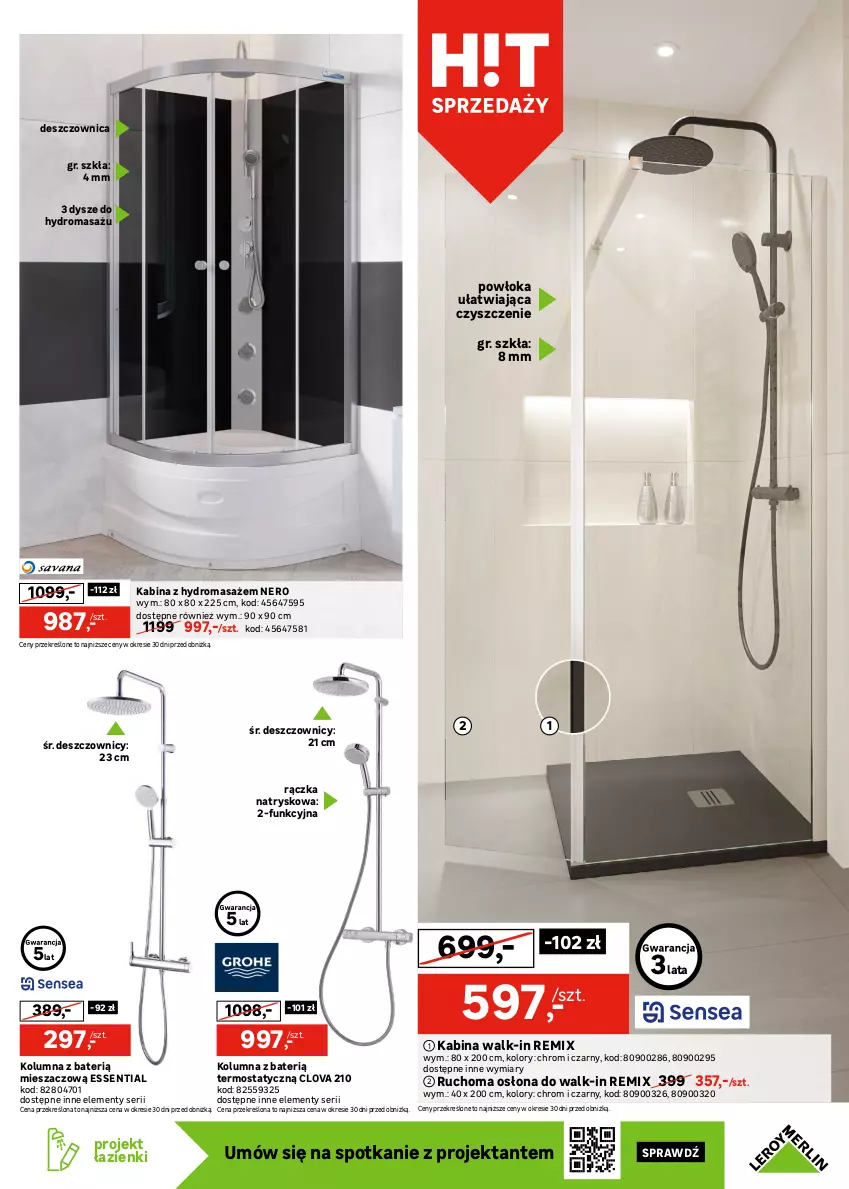 Gazetka promocyjna Leroy Merlin - Gazetka Leroy Merlin - ważna 25.06 do 17.07.2025 - strona 13 - produkty: Bateria, Bateria umywalkowa, Kabina z hydromasażem, Lustro, Ser, Słupek, Sok, Szafka, Szafka pod umywalkę, Termos, Umywalka