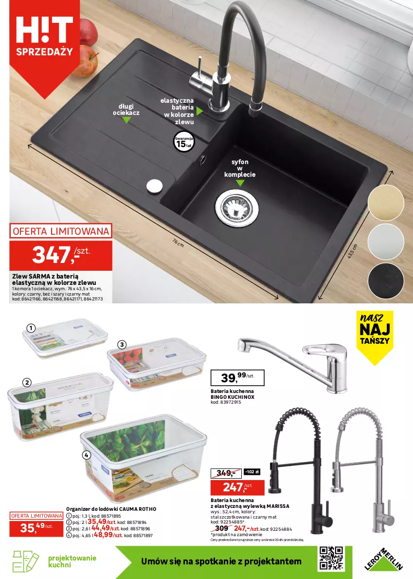 Gazetka promocyjna Leroy Merlin - Gazetka Leroy Merlin - ważna 25.06 do 17.07.2025 - strona 17 - produkty: Bateria, Bateria kuchenna, Gra, Korpusy, Kuchnia, Meble, Ociekacz, Ogród, Organizer, Syfon, Zlew