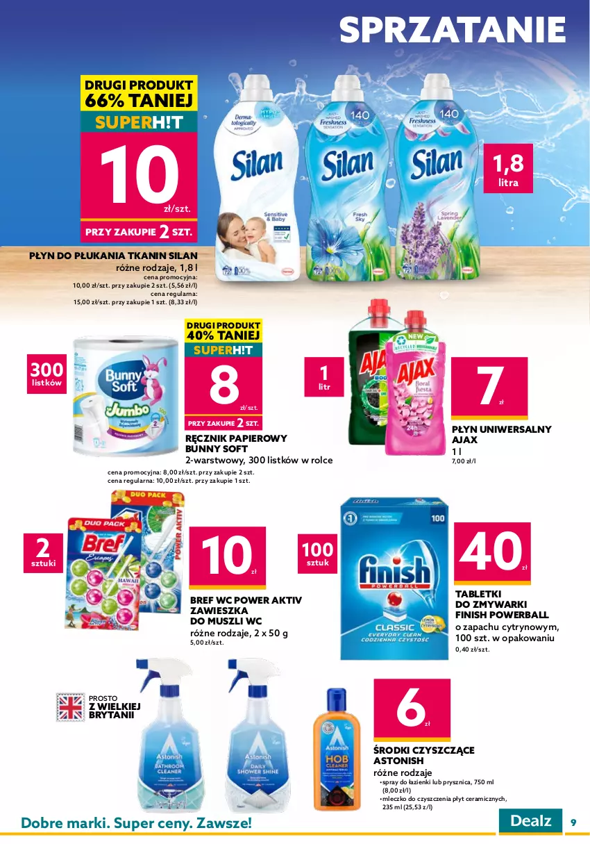 Gazetka promocyjna Dealz - SZCZĘŚLIWA 13 🥳OTWARĆ SKLEPÓW DEALZ! - ważna 29.09 do 13.10.2022 - strona 9 - produkty: Ajax, Aquafresh, Bref, Chusteczki, Finish, Gillette, Mleczko, Mus, Mydło, Mydło w płynie, Nivea, Olej, Palmolive, Papier, Pasta do zębów, Pianka do golenia, Płyn do płukania, Ręcznik, Silan, Szampon, Tablet, Tabletki do zmywarki, Zmywarki