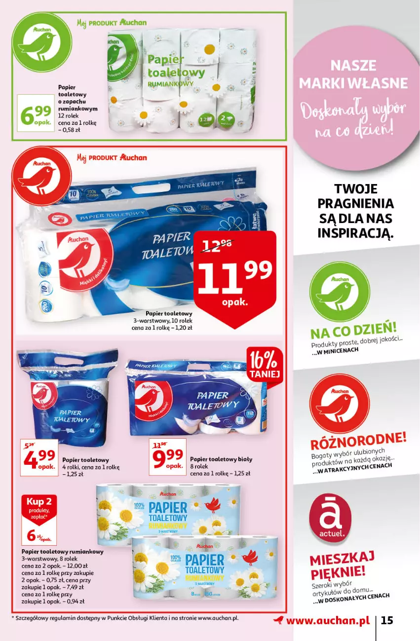 Gazetka promocyjna Auchan - Porządki Hipermarkety - ważna 16.09 do 25.09.2021 - strona 15 - produkty: Papier, Papier toaletowy, Rolki, Rum, Sos