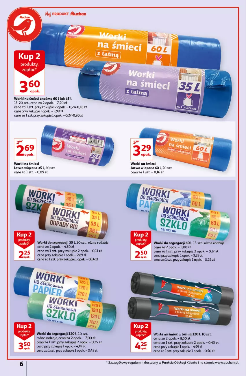 Gazetka promocyjna Auchan - Porządki Hipermarkety - ważna 16.09 do 25.09.2021 - strona 6 - produkty: Worki na śmiec, Worki na śmieci
