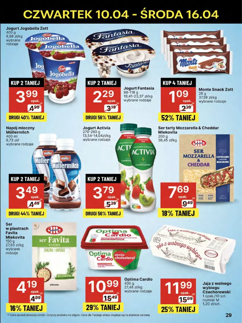 Gazetka promocyjna Delikatesy Centrum - NOWA GAZETKA Delikatesy Centrum od 10 kwietnia! 10-16.04.2025 - ważna 10.04 do 16.04.2025 - strona 29 - produkty: Activia, Bell, Bella, Cheddar, Fa, Fanta, Favita, Jaja, Jogobella, Jogurt, Lasagne, Monte, Mozzarella, Napój, Napój mleczny, Optima, Optima Cardio, Ser, Zott
