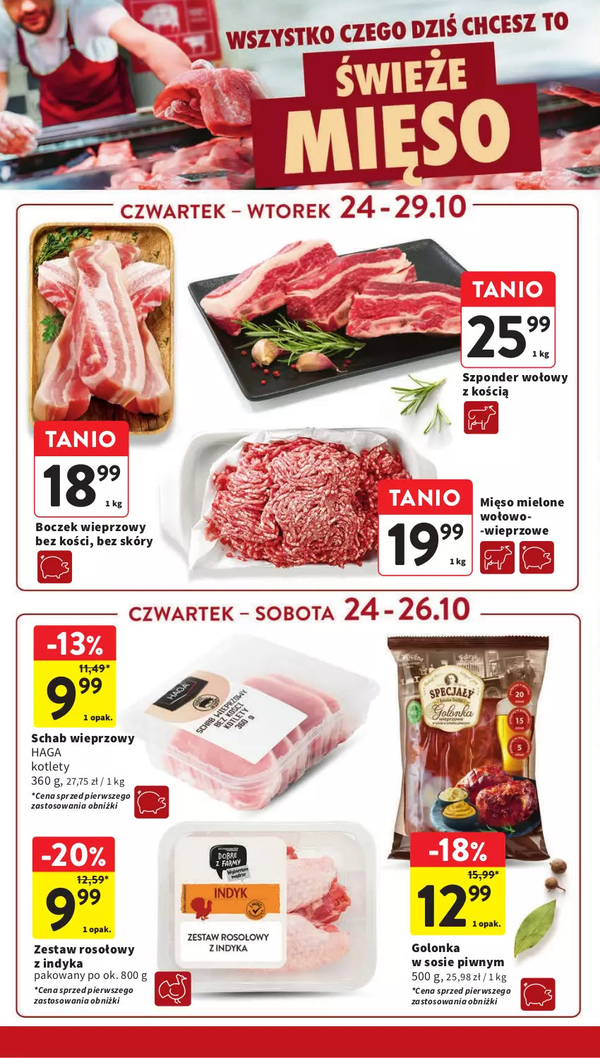 Gazetka promocyjna Intermarche - ważna 24.10 do 29.10.2024 - strona 16 - produkty: Boczek, Boczek wieprzowy, Kotlet, Mięso, Mięso mielone, Schab wieprzowy, Sos, Szponder wołowy