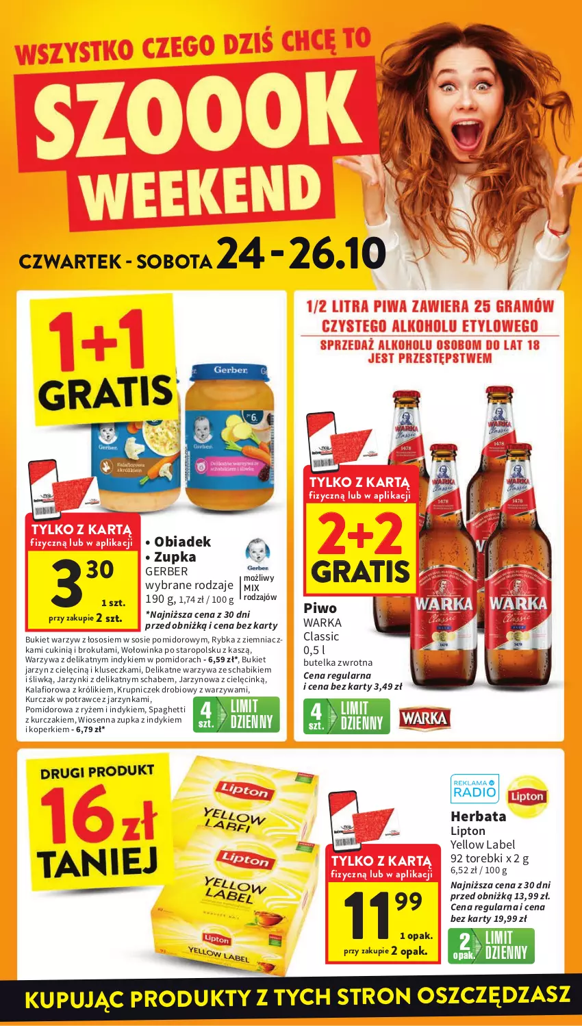 Gazetka promocyjna Intermarche - ważna 24.10 do 29.10.2024 - strona 2 - produkty: Bukiet, Bukiet warzyw, Gerber, Gra, Herbata, Inka, Kalafior, Królik, Kurczak, Lipton, Piwo, Ryż, Sos, Spaghetti, Warka, Warzywa