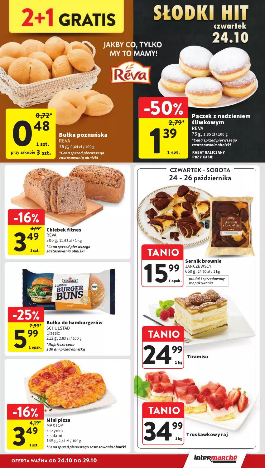 Gazetka promocyjna Intermarche - ważna 24.10 do 29.10.2024 - strona 21 - produkty: Brownie, Bułka, Burger, Chleb, Hamburger, Pączek, Pizza, Salami, Ser, Top