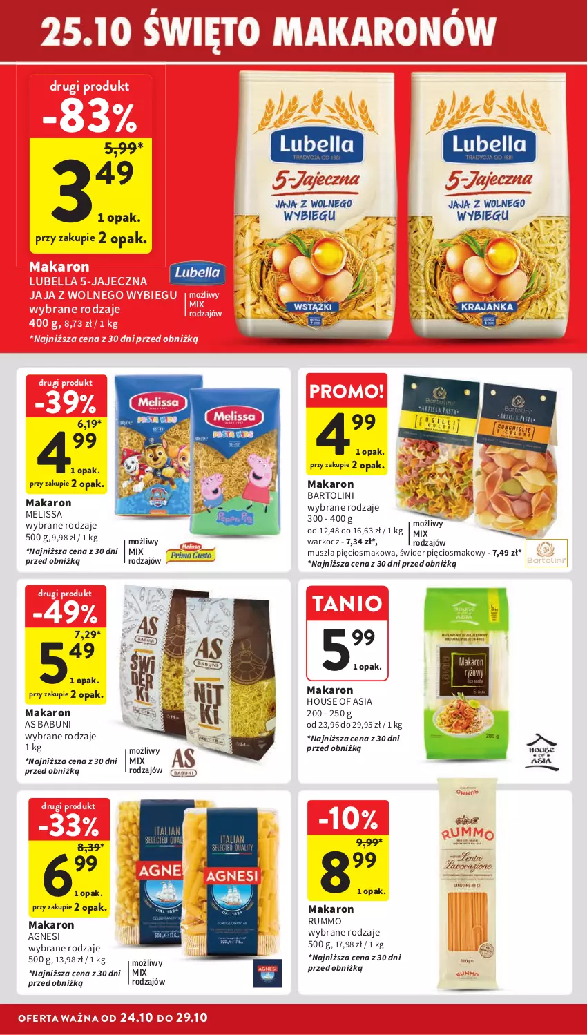 Gazetka promocyjna Intermarche - ważna 24.10 do 29.10.2024 - strona 28 - produkty: Babuni, Bell, Bella, House of Asia, Jaja, Jaja z wolnego wybiegu, Koc, Lubella, Makaron, Mus, Rum