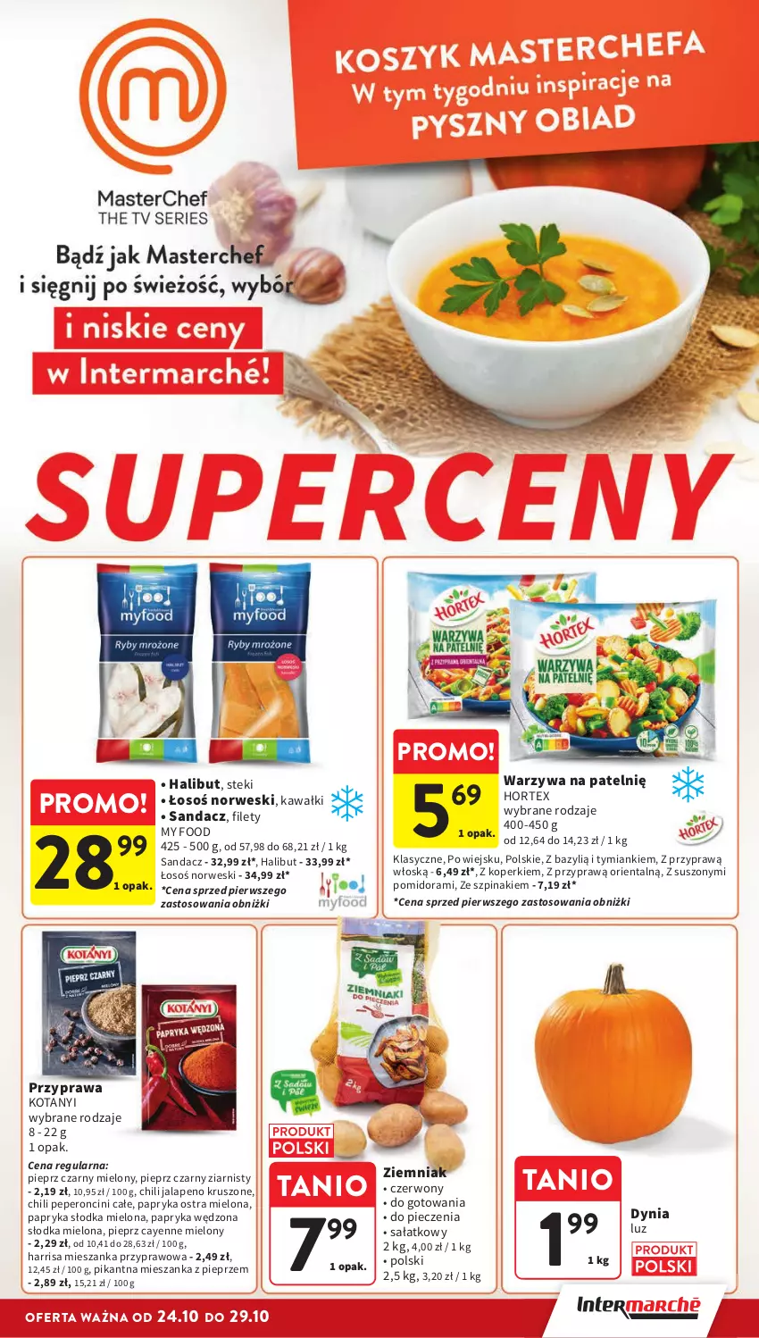 Gazetka promocyjna Intermarche - ważna 24.10 do 29.10.2024 - strona 41 - produkty: Bazyl, Halibut, Hortex, Kawa, Papryka, Papryka słodka, Papryka wędzona, Piec, Pieprz, Sałat, Sandacz, Stek, Szpinak, Warzywa