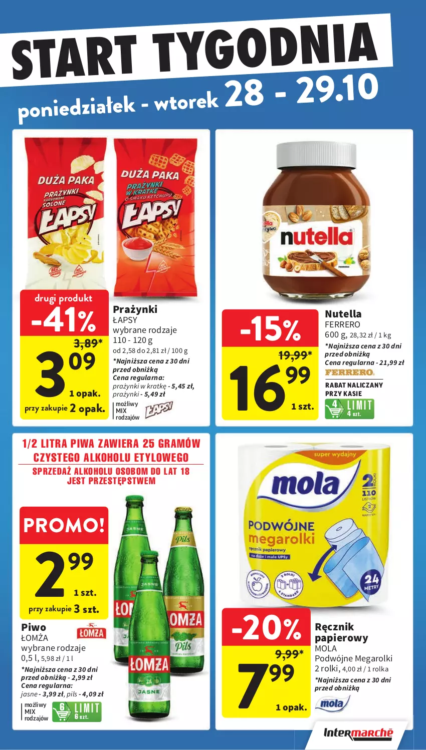 Gazetka promocyjna Intermarche - ważna 24.10 do 29.10.2024 - strona 43 - produkty: Ferrero, Gra, Mola, Nutella, Papier, Piwa, Piwo, Ręcznik, Rolki