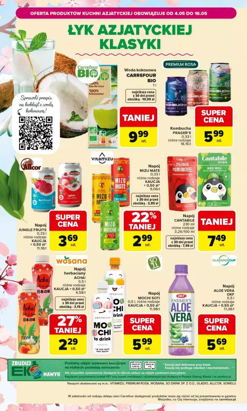 Gazetka promocyjna Carrefour - Gazetka Kuchnia azjatycka - ważna 04.05 do 16.05.2026 - strona 12 - produkty: Aloe vera, Fa, Kokos, Napój, Woda, Wosana
