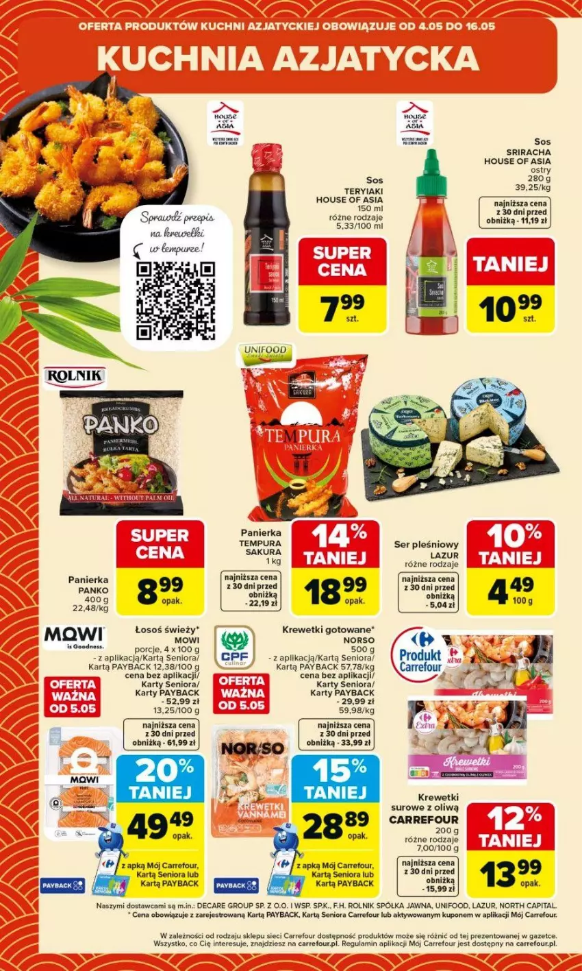Gazetka promocyjna Carrefour - Gazetka Kuchnia azjatycka - ważna 04.05 do 16.05.2026 - strona 2 - produkty: House of Asia, Krewetki, Lazur, Półka, Por, Pur, Rolnik, Ser, Ser pleśniowy