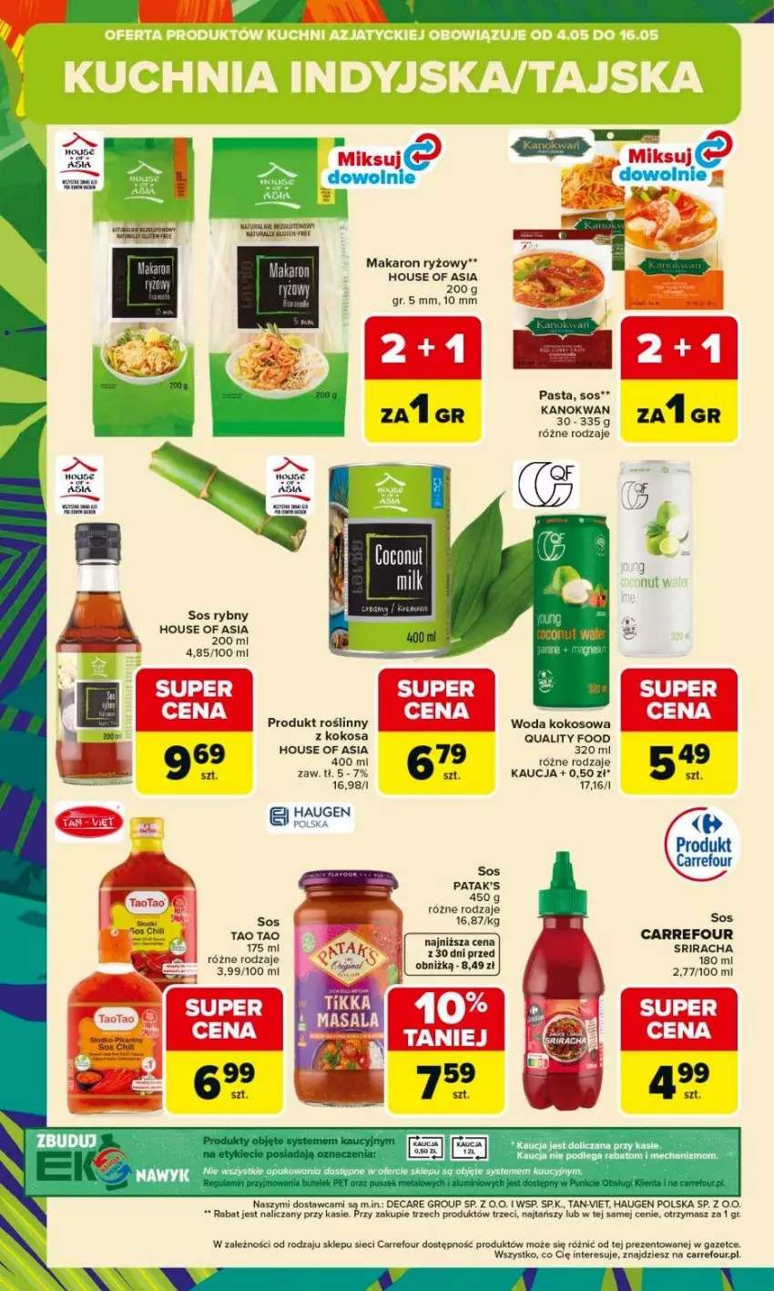 Gazetka promocyjna Carrefour - Gazetka Kuchnia azjatycka - ważna 04.05 do 16.05.2026 - strona 8 - produkty: House of Asia, Kokos, Makaron, Makaron ryżowy, Ryż, Sos, Sos rybny, TaoTao, Woda