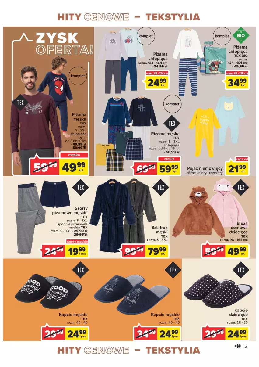 Gazetka promocyjna Carrefour - Gazetka Modowe hity cenowe - ważna 02.11 do 12.11.2022 - strona 5 - produkty: Bluza, Dzieci, Kapcie, Pajac, Piżama, Spodnie, Szlafrok, Szorty