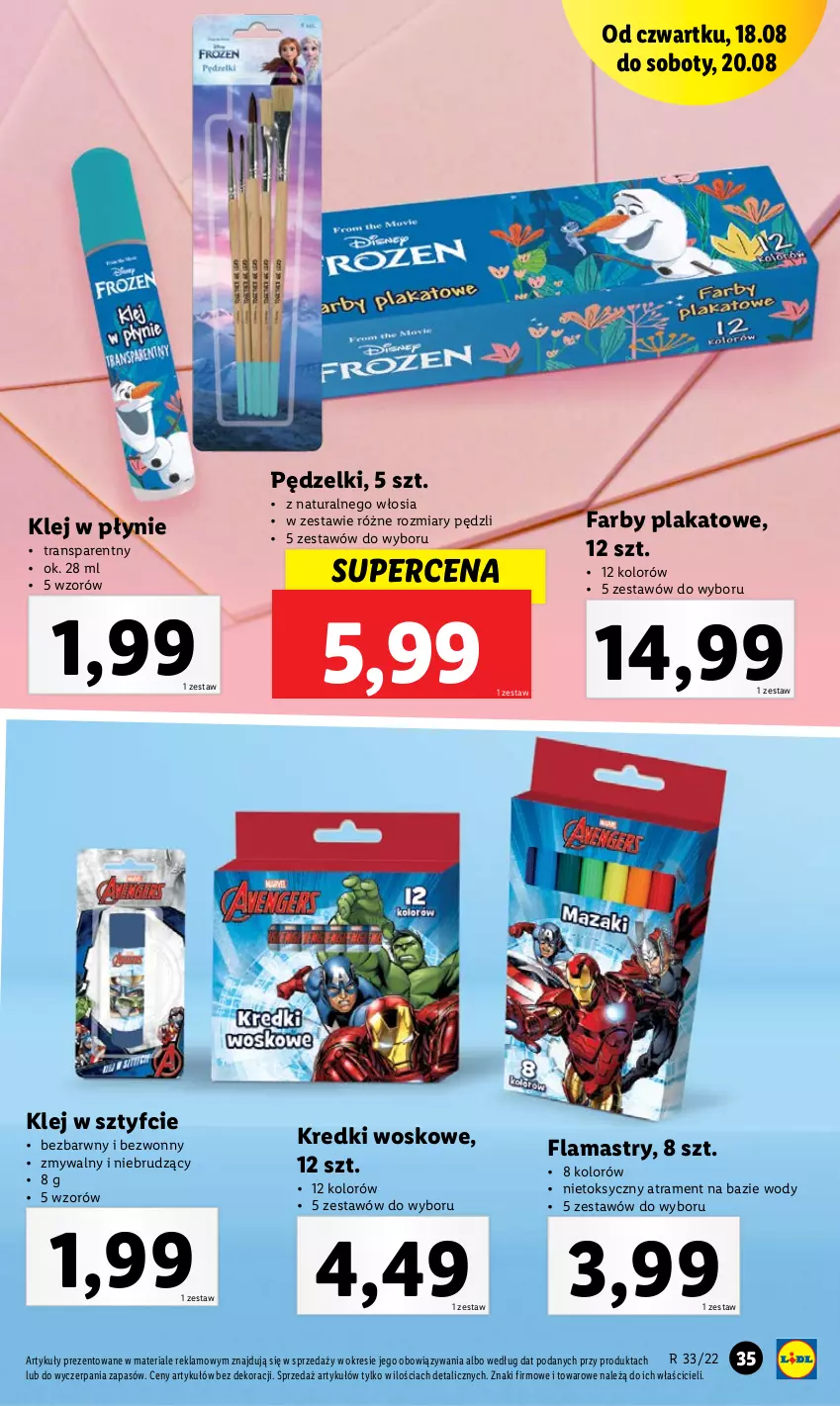 Gazetka promocyjna Lidl - GAZETKA - ważna 16.08 do 20.08.2022 - strona 37 - produkty: Fa, Flamastry, Klej, Tran