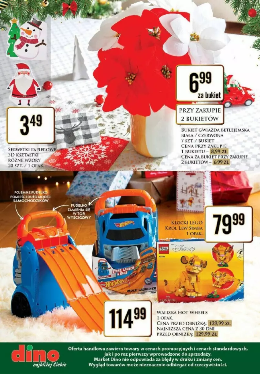 Gazetka promocyjna Dino - ważna 25.11 do 07.12.2024 - strona 8 - produkty: Bukiet, Gwiazda, Hot Wheels, JBL, Klocki, LEGO, Papier, Ser, Serwetki, Serwetki papierowe, Walizka