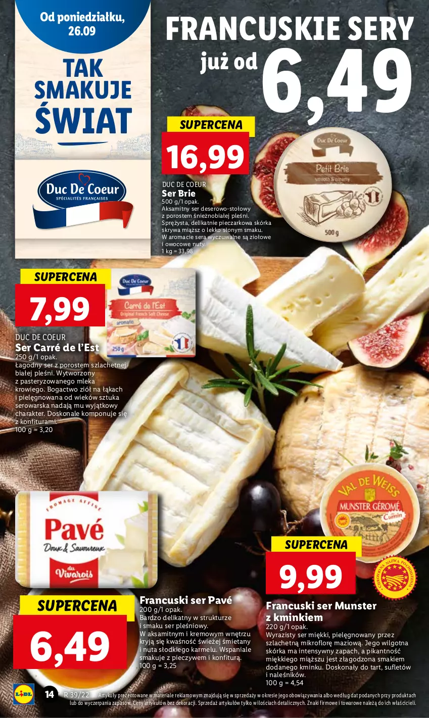 Gazetka promocyjna Lidl - GAZETKA - ważna 26.09 do 28.09.2022 - strona 16 - produkty: Aksam, Brie, Deser, Konfitura, LG, Nuty, Piec, Por, Ser, Ser pleśniowy