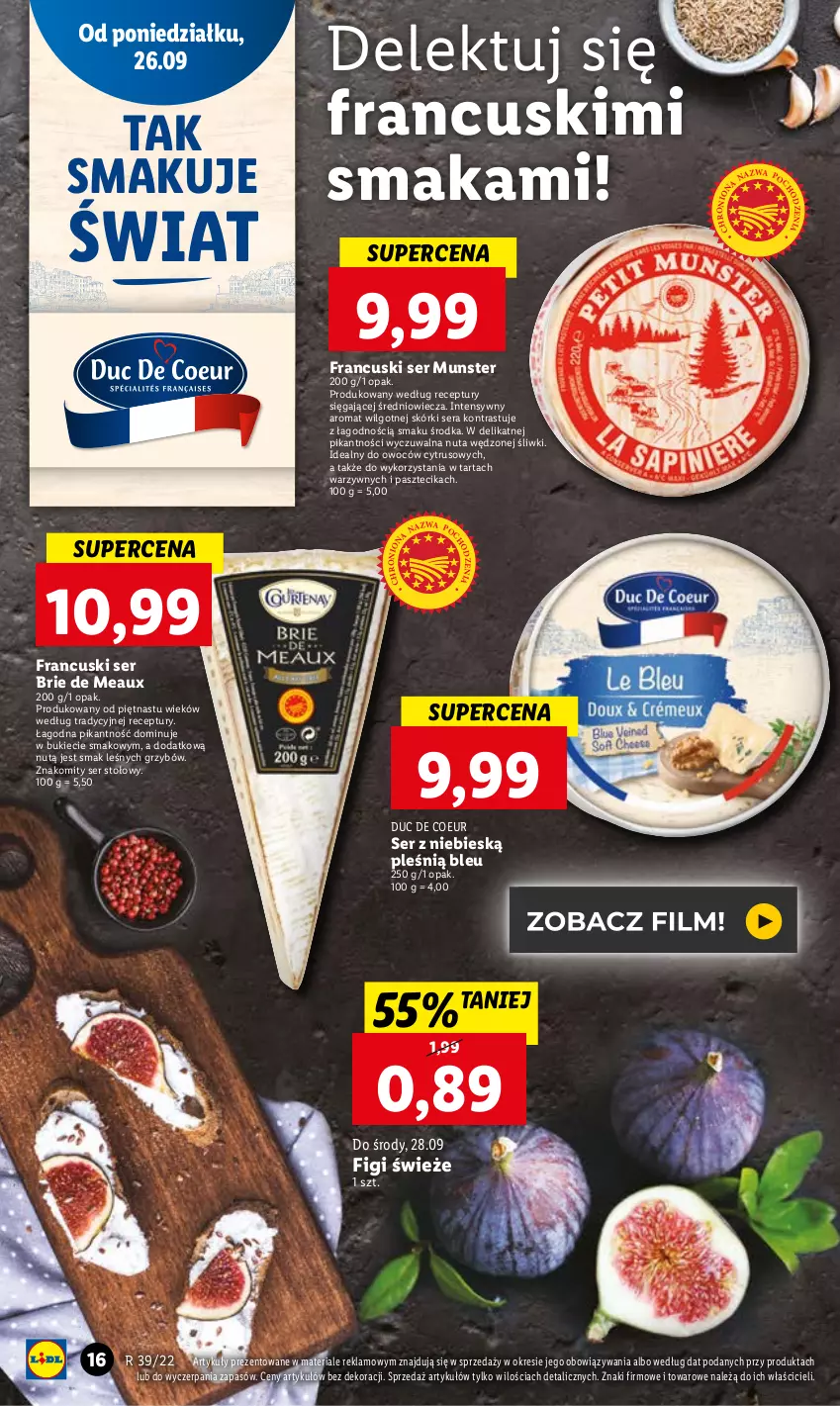 Gazetka promocyjna Lidl - GAZETKA - ważna 26.09 do 28.09.2022 - strona 18 - produkty: Brie, Figi, LG, Ser, Tarta