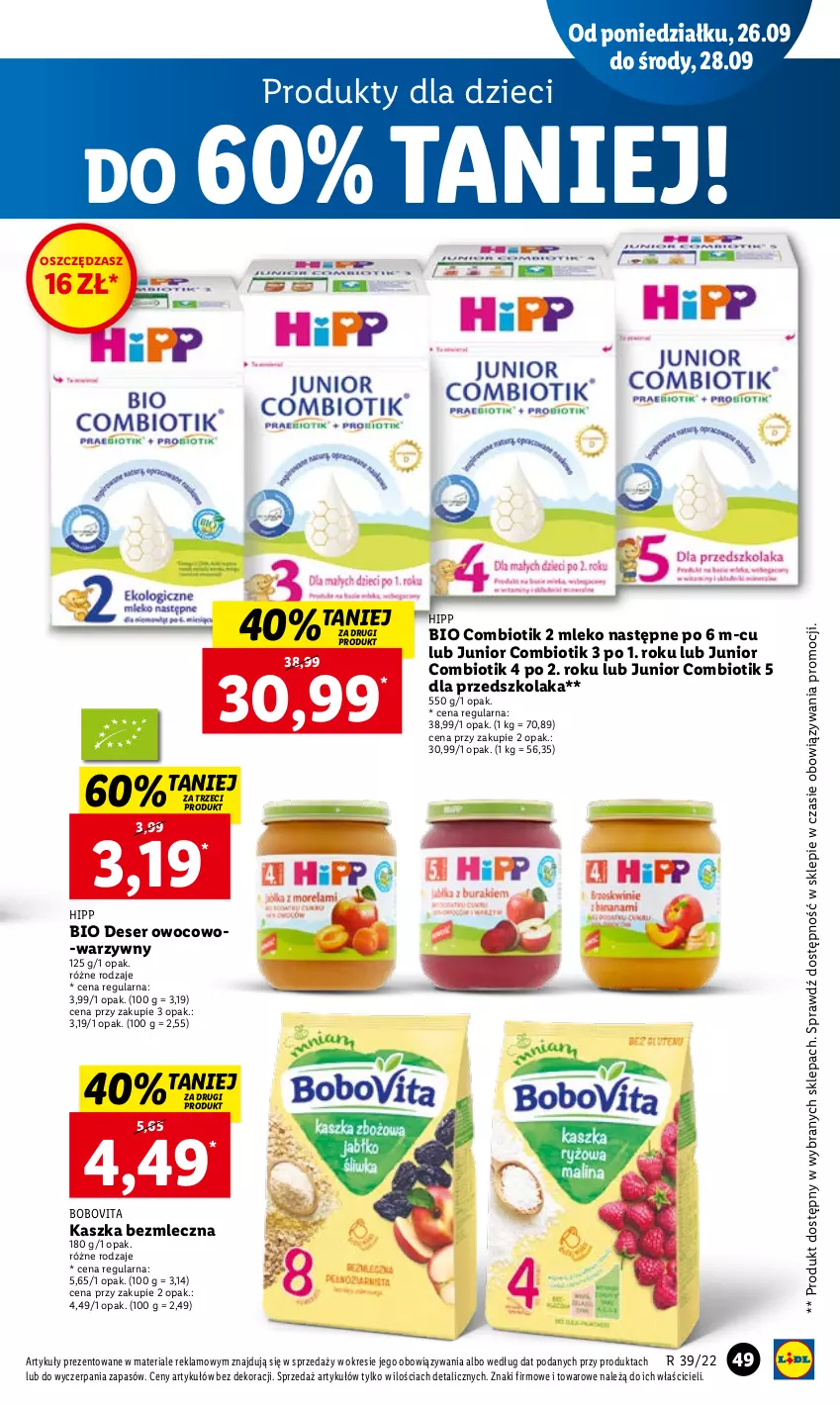 Gazetka promocyjna Lidl - GAZETKA - ważna 26.09 do 28.09.2022 - strona 51 - produkty: BoboVita, Deser, Dzieci, HiPP, Hipp Bio, Mleko, O nas, Ser