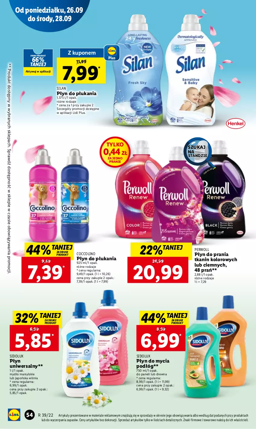 Gazetka promocyjna Lidl - GAZETKA - ważna 26.09 do 28.09.2022 - strona 56 - produkty: Coccolino, Mars, Mydło, Perwoll, Płyn do mycia, Płyn do mycia podłóg, Płyn do płukania, Płyn do prania, Sidolux, Silan