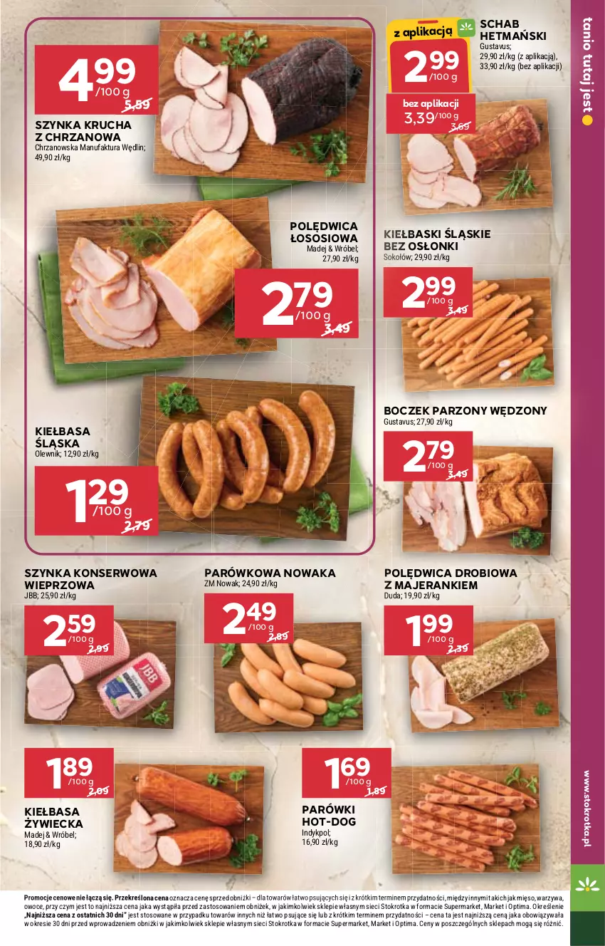 Gazetka promocyjna Stokrotka - Market - ważna 03.09 do 09.09.2026 - strona 11 - produkty: Boczek, Chrzan, Duda, Fa, Kiełbasa, Kiełbasa śląska, Kiełbaski śląskie, Mięso, NOWAK, Olewnik, Optima, Owoce, Parówki, Polędwica, Ser, Sok, Sokołów, Sos, Szynka, Szynka konserwowa, Warzywa