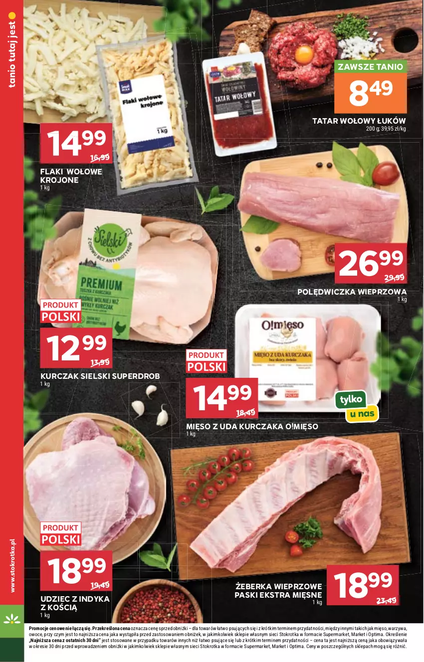 Gazetka promocyjna Stokrotka - Market - ważna 03.09 do 09.09.2026 - strona 12 - produkty: Flaki, Flaki wołowe, Kurczak, Mięso, Mięso z uda kurczaka, Optima, Owoce, Polędwiczka wieprzowa, Tatar wołowy, Udziec z indyka, Warzywa