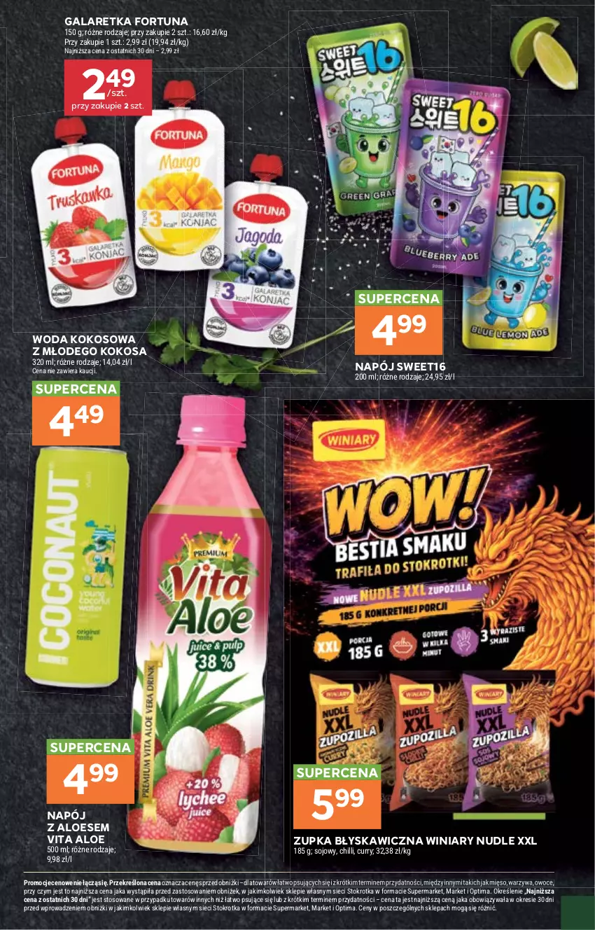 Gazetka promocyjna Stokrotka - Market - ważna 03.09 do 09.09.2026 - strona 21 - produkty: Fortuna, Gala, Galaretka, Kokos, Mięso, Napój, Optima, Owoce, Warzywa, Winiary, Woda