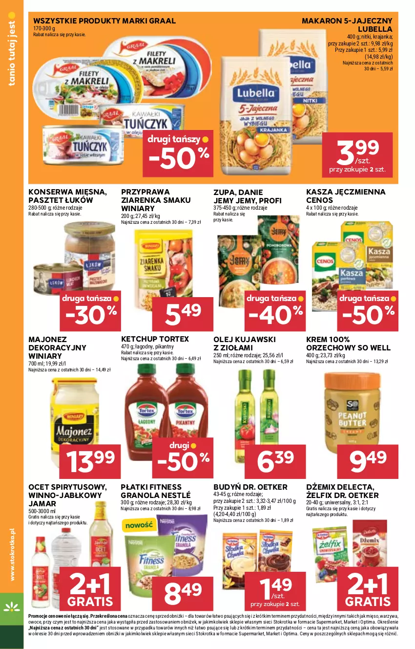 Gazetka promocyjna Stokrotka - Market - ważna 03.09 do 09.09.2026 - strona 26 - produkty: Bell, Bella, Budyń, Cenos, Delecta, Dr. Oetker, Dżem, Gra, Graal, Granola, Kasza, Kasza jęczmienna, Ketchup, Kujawski, Lubella, Majonez, Makaron, Mięso, Nestlé, Ocet, Olej, Optima, Owoce, Pasztet, Ser, Warzywa, Winiary, Zupa