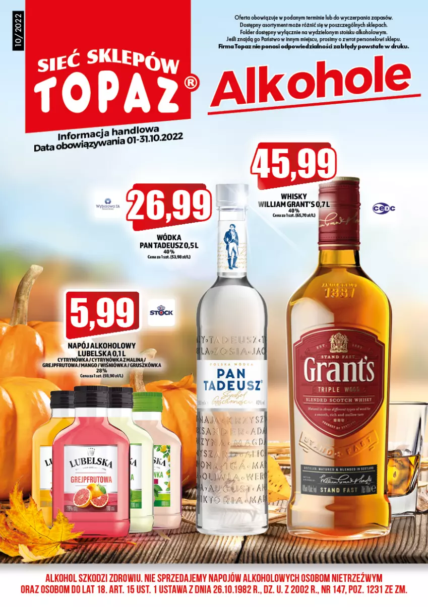 Gazetka promocyjna Topaz - Gazetka - ważna 01.10 do 31.10.2022 - strona 1 - produkty: EPEE, Gra, Napój, Whisky