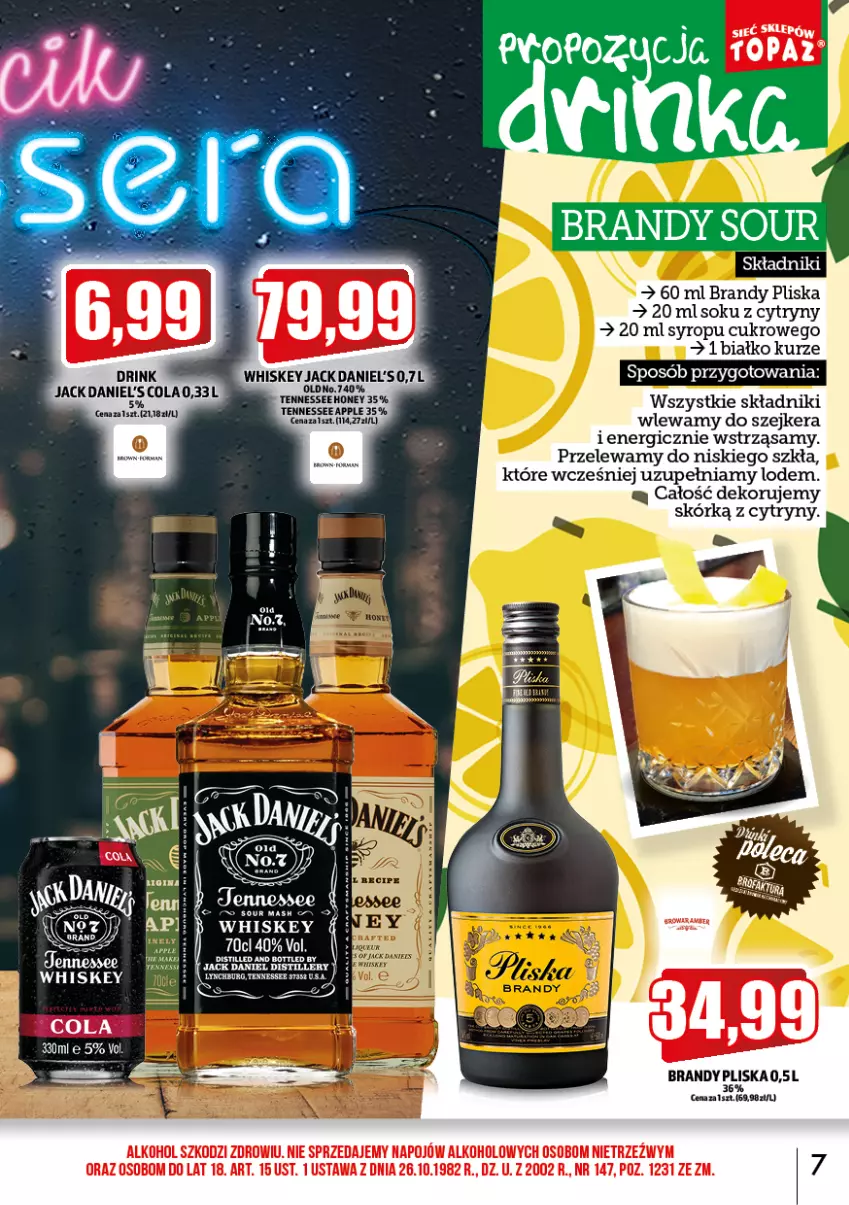 Gazetka promocyjna Topaz - Gazetka - ważna 01.10 do 31.10.2022 - strona 7 - produkty: Brandy, Cytryny, Pliska, Sok, Syrop, Szejker, Top, Whiskey