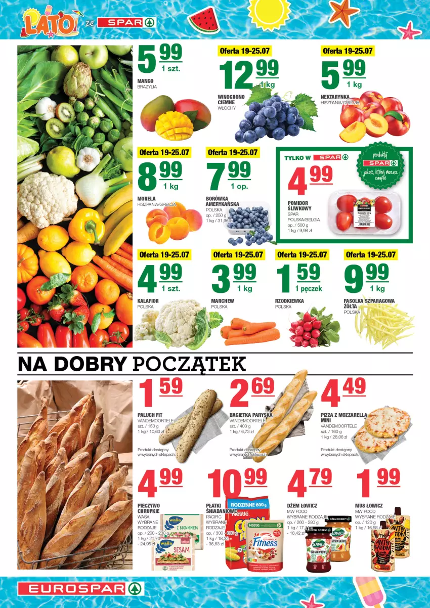 Gazetka promocyjna Spar - EuroSpar - ważna 16.07 do 26.07.2023 - strona 2 - produkty: Bagietka, Borówka, Chrupki, Cif, Danio, Dżem, Fa, Kalafior, LG, Mango, Morela, Mus, Nektar, Nektarynka, Piec, Pieczywo, Pizza, Rzodkiewka, Wasa, Wino