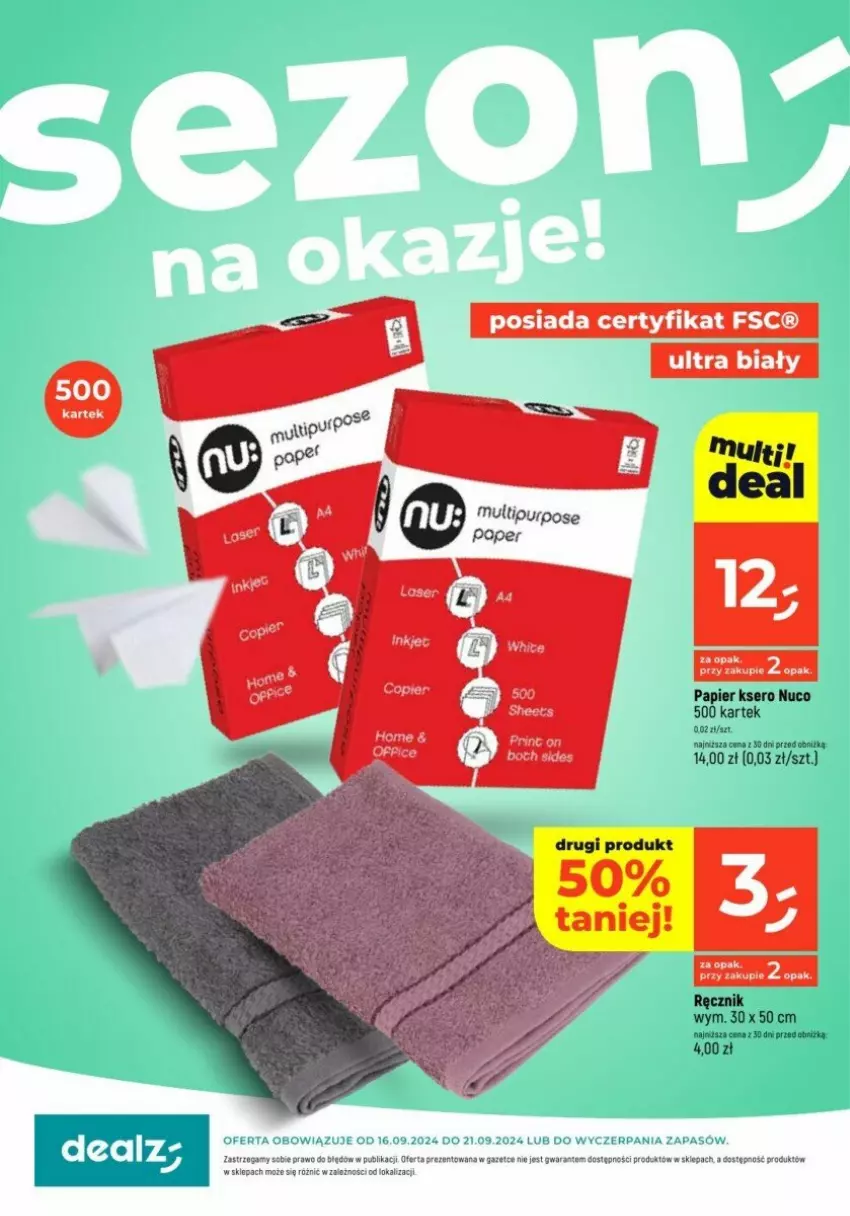 Gazetka promocyjna Dealz - ważna 16.09 do 21.09.2024 - strona 1 - produkty: Papier, Ręcznik, Ser