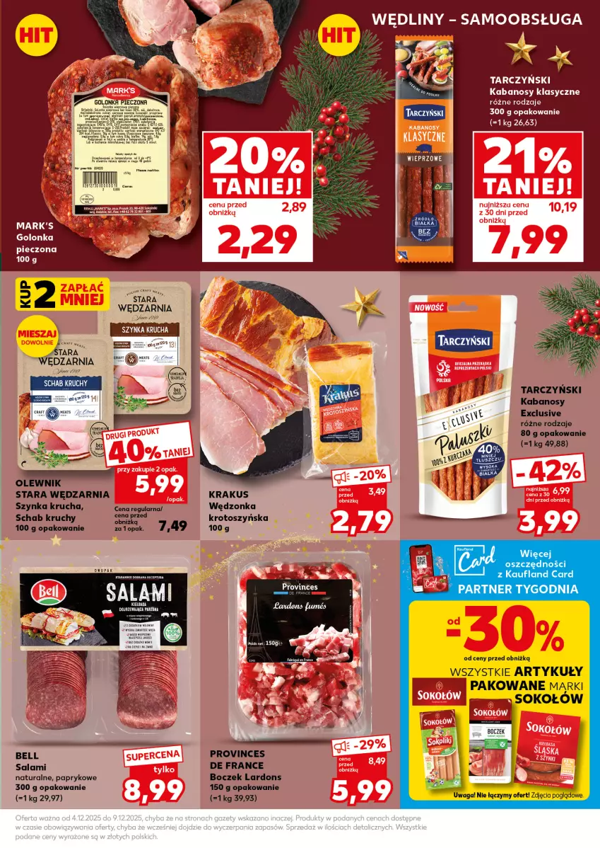 Gazetka promocyjna Kaufland - Mocny Start - ważna 08.12 do 09.12.2025 - strona 17 - produkty: Bell, Boczek, Kabanos, Krakus, Salami, Sok, Sokołów, Szynka, Tarczyński, Waga