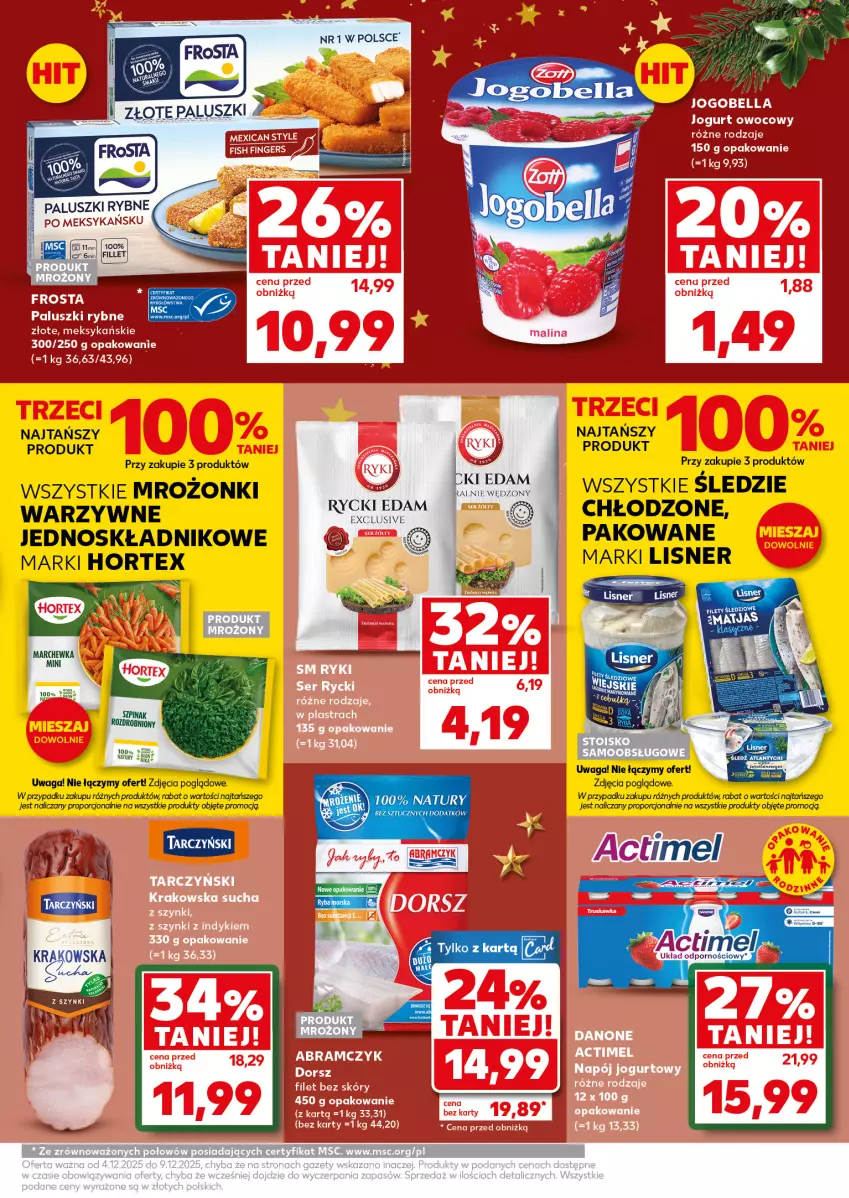Gazetka promocyjna Kaufland - Mocny Start - ważna 08.12 do 09.12.2025 - strona 9 - produkty: Actimel, Danone, Edam, Paluszki rybne, Por, Rycki Edam, Ser, Tarczyński