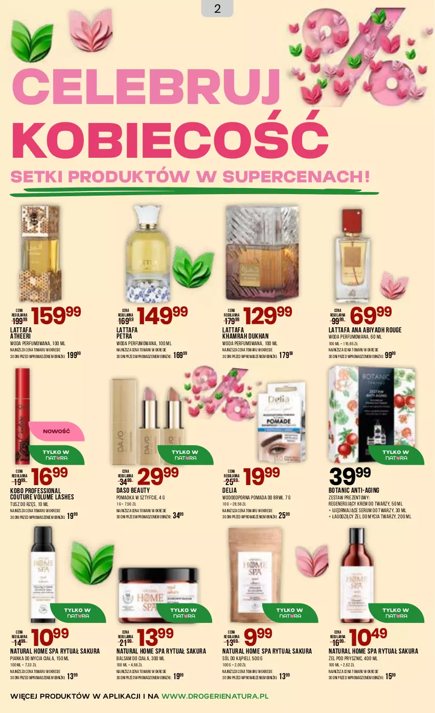Gazetka promocyjna Drogerie Natura - Gazetka Drogerie Natura - ważna 05.03 do 17.03.2026 - strona 2 - produkty: Balsam do ciała, Fa, Gin, KOBO, Krem do twarzy, Perfum, Pomada, Pomada do brwi, Por, Rum, Ser, Serum, Serum do twarzy, Sól, Sól do kąpieli, Tusz, Woda, Woda perfumowana, Zestaw prezentowy