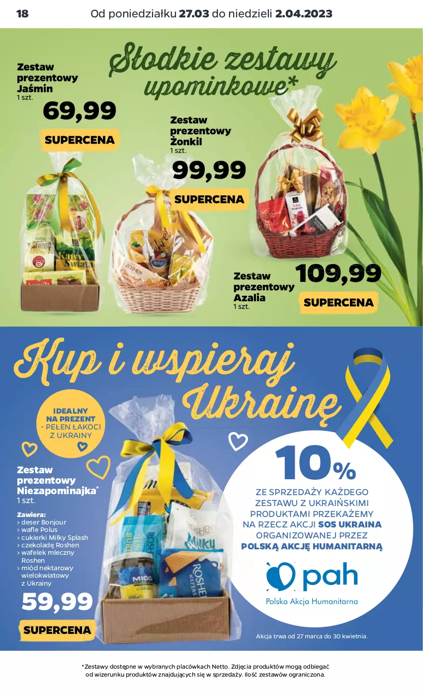 Gazetka promocyjna Netto - Artykuły spożywcze - ważna 27.03 do 02.04.2023 - strona 18 - produkty: Cukier, Cukierki, Deser, Gra, Koc, Miód, Nektar, Ser, Sos, Wafelek, Wafle, Zestaw prezentowy