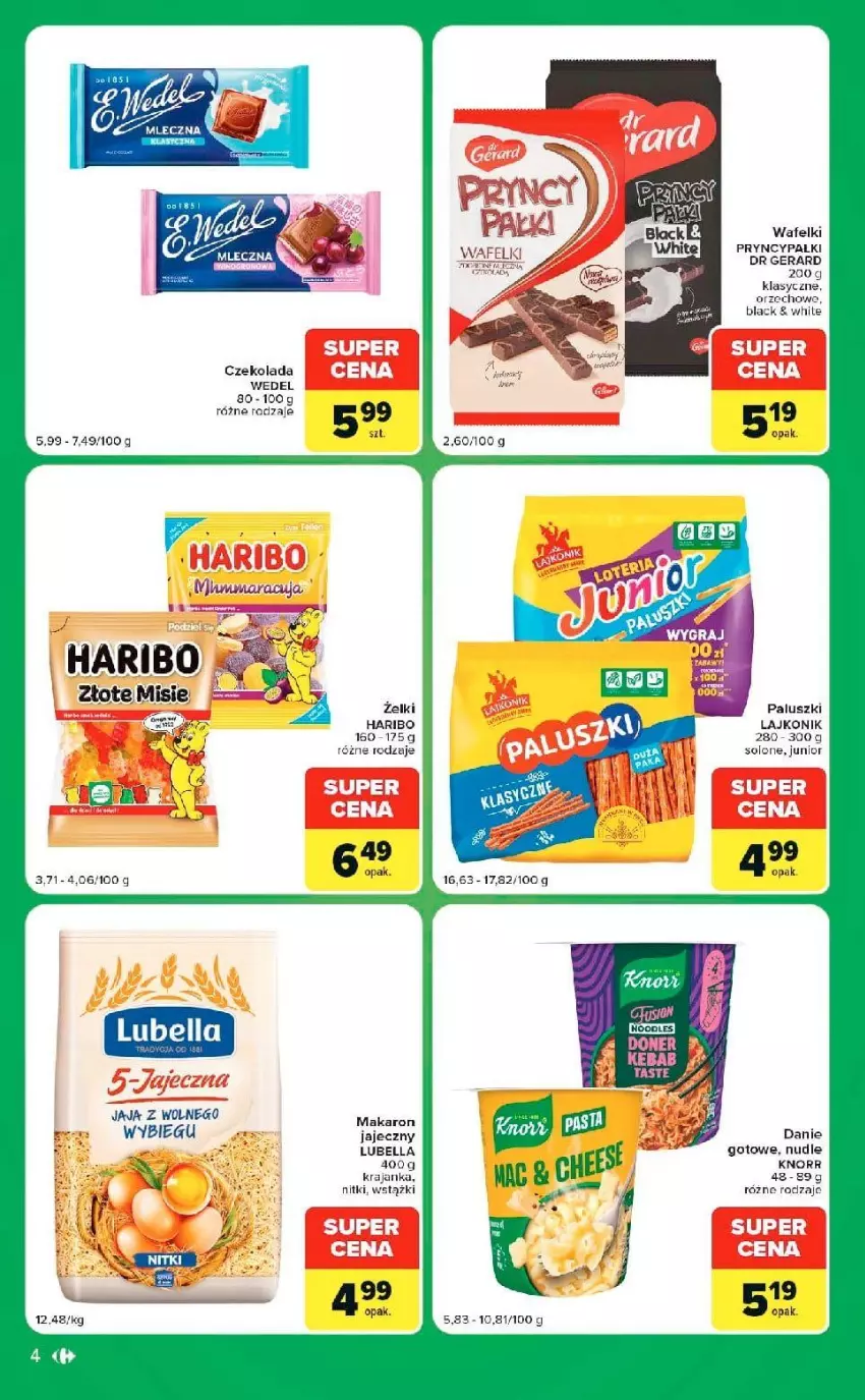 Gazetka promocyjna Carrefour - Gazetka Express w SUMIE ekspresowe zakupy - ważna 15.09 do 21.09.2026 - strona 4 - produkty: Bell, Bella, Czekolada, Dr Gerard, Fa, Haribo, Jaja, Knorr, Lack, Lubella