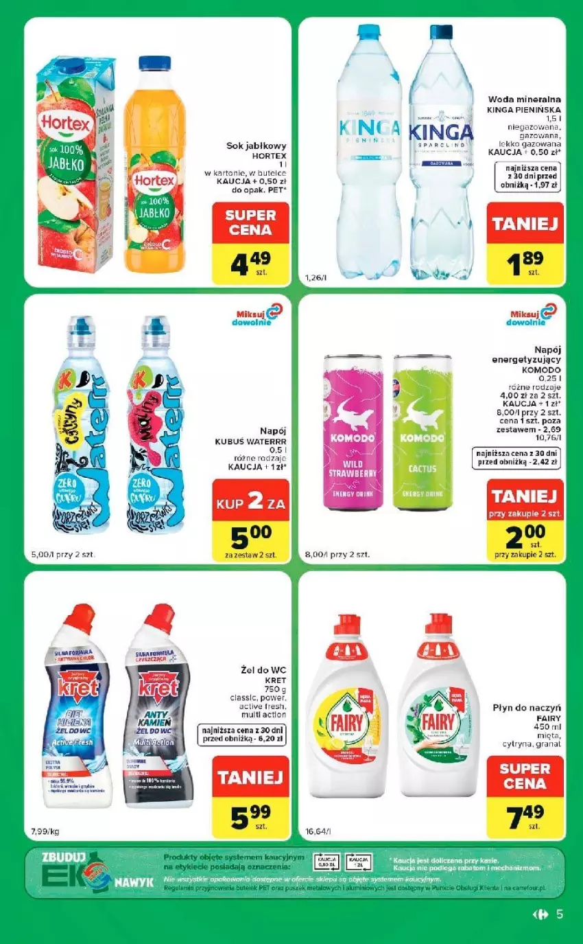 Gazetka promocyjna Carrefour - Gazetka Express w SUMIE ekspresowe zakupy - ważna 15.09 do 21.09.2026 - strona 5 - produkty: Fa, Fairy, Gra, Hortex, Kret, Kubuś, Kubuś Waterrr, Lack, Mięta, Napój, Rama, Sok, Sok jabłkowy, Woda, Woda mineralna