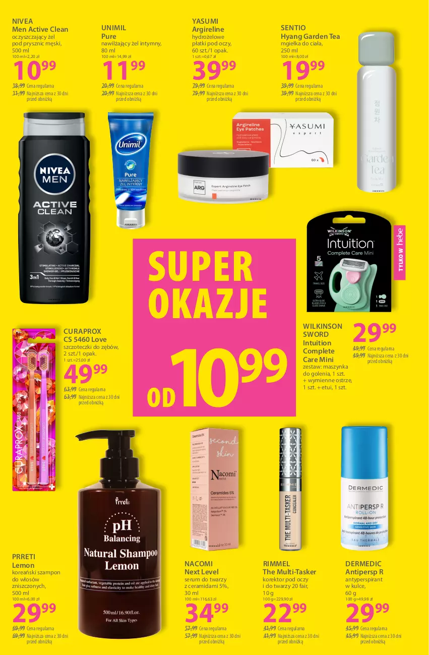 Gazetka promocyjna Hebe - Gazetka - ważna 03.07 do 03.08.2026 - strona 16 - produkty: Antyperspirant, Curaprox, Dermedic, Fa, Hydrożelowe płatki pod oczy, Maszynka, Maszynka do golenia, Nacomi, Nivea, Nivea Men, Pur, Rum, Ser, Serum, Serum do twarzy, Szampon, Szynka, Unimil, Wilkinson Sword