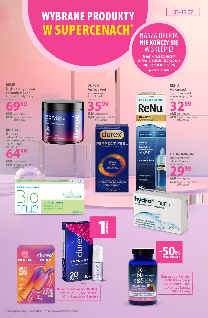 Gazetka promocyjna Hebe - Gazetka - ważna 03.07 do 03.08.2026 - strona 20 - produkty: Durex, Kolagen, Płyn do soczewek, Prezerwatyw, Soczewki kontaktowe, Suplement diety