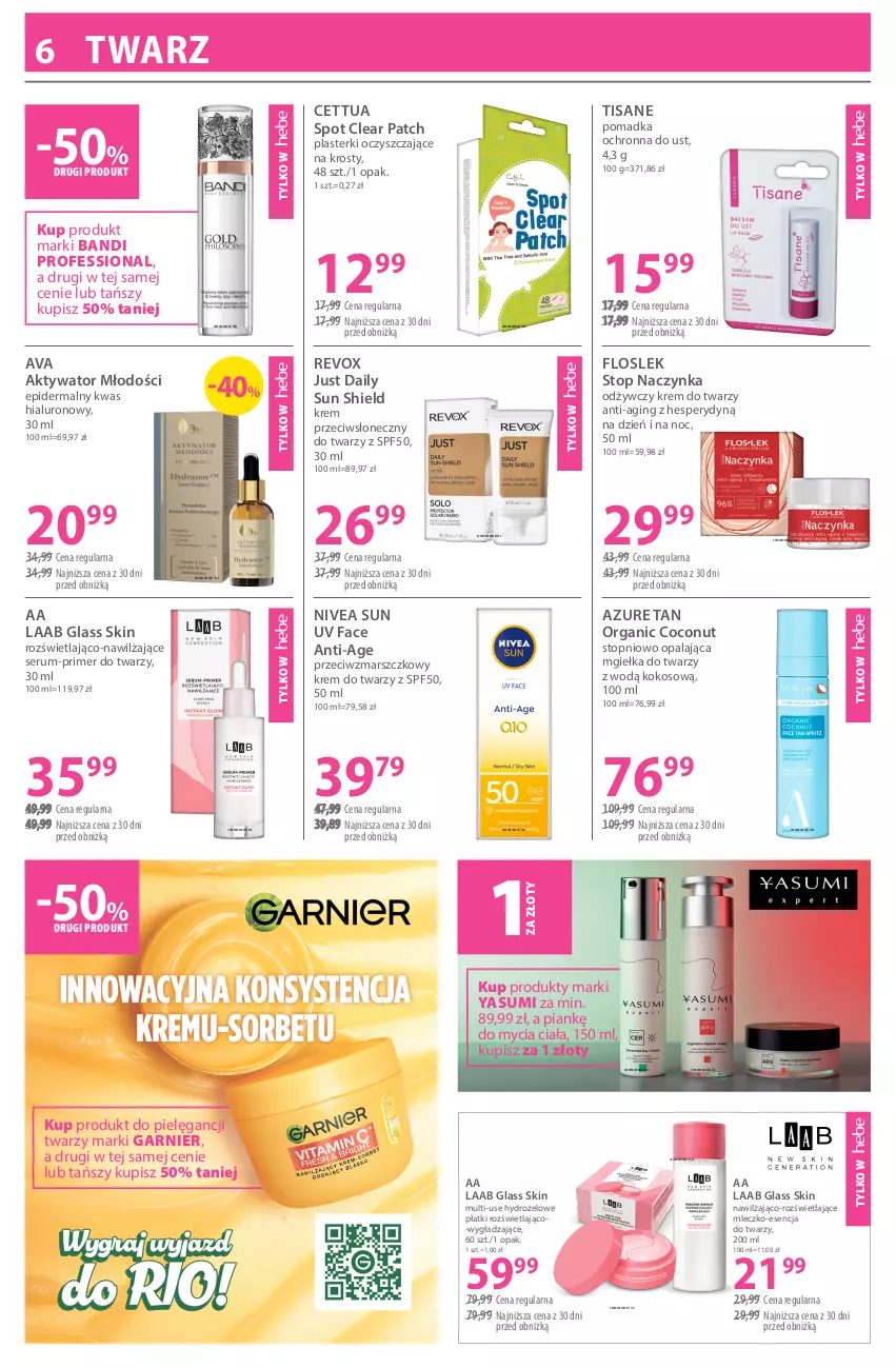 Gazetka promocyjna Hebe - Gazetka - ważna 03.07 do 03.08.2026 - strona 6 - produkty: Bandi, Cettua, Fa, Garnier, Gin, Kokos, Krem do twarzy, Mars, Mgiełka do twarzy, Mleczko, Nivea, Plasterki, Rum, Ser, Serum, Top