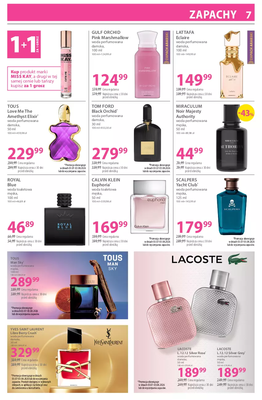 Gazetka promocyjna Hebe - Gazetka - ważna 03.07 do 03.08.2026 - strona 7 - produkty: Calvin Klein, Fa, Lack, Lacoste, Laur, Mars, Perfum, Woda, Woda perfumowana, Woda toaletowa, Yves Saint Laurent