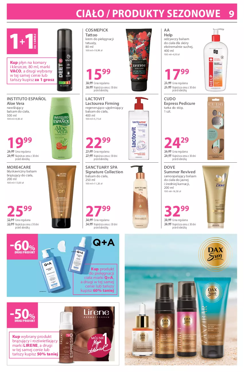 Gazetka promocyjna Hebe - Gazetka - ważna 03.07 do 03.08.2026 - strona 9 - produkty: Aloe vera, Balsam do ciała, Dove, Lirene, Nawilżający balsam, Sanctuary Spa, Tarka, Tarka do stóp